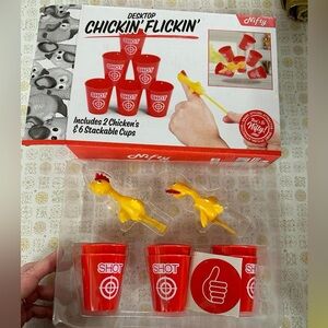 Chickin' Flickin' Red Shot Glass Game Set
